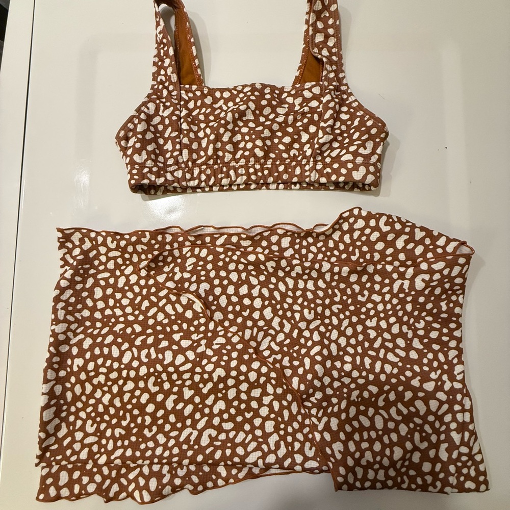 Brown and White Two-Piece Set